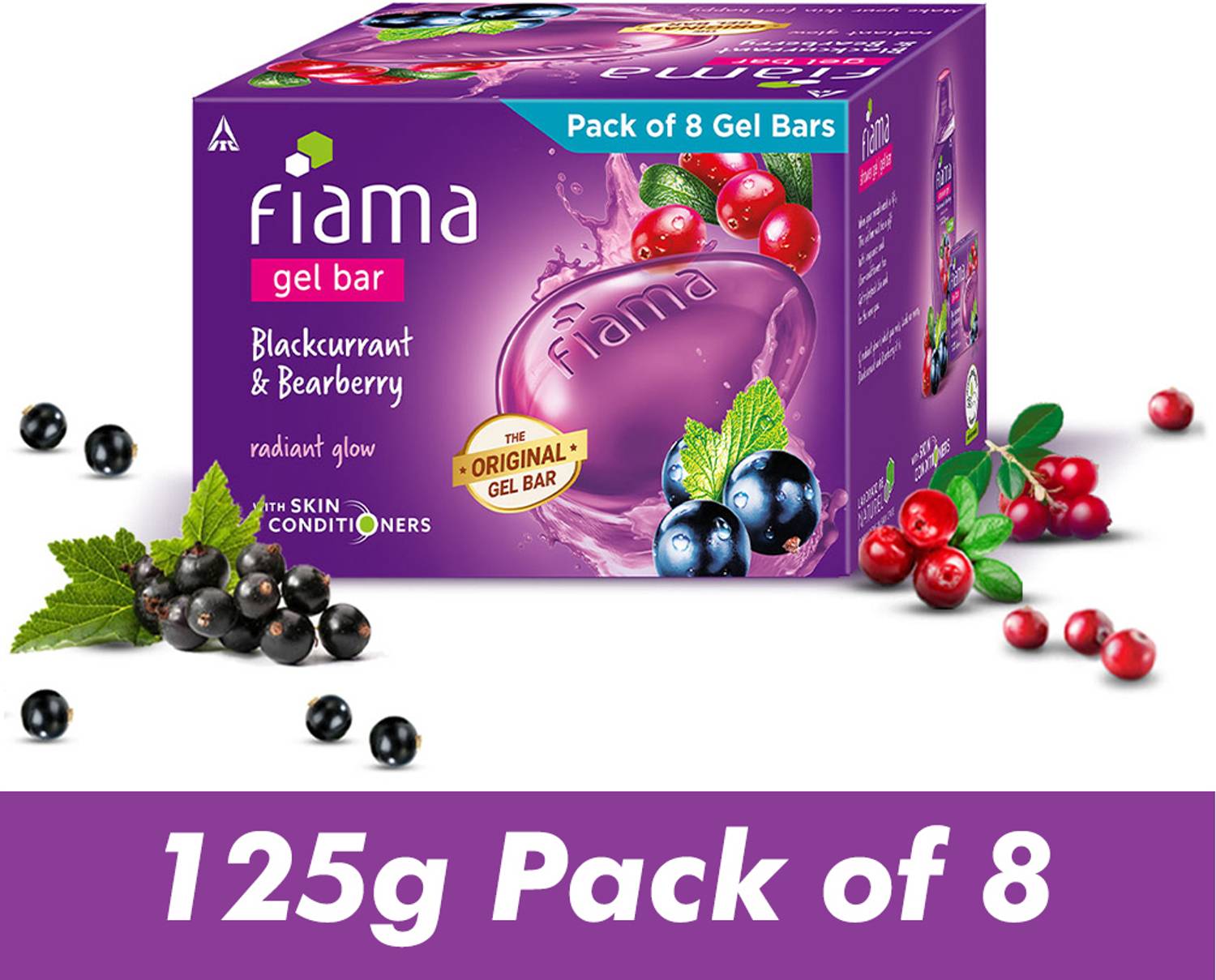 FIAMA Gel Bar Blackcurrant & Bearberry, Radiant Glowing Skin, wit