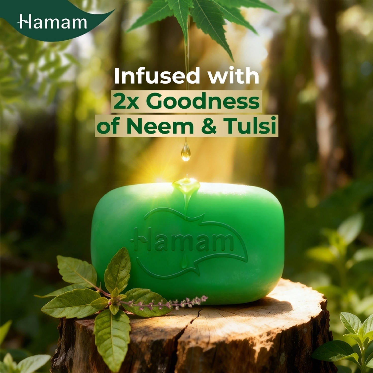 Image of HAMAM Neem Soap with Neem & Tulsi, Bathing Soap for Pimple & Rash-Free Skin Pack of 3