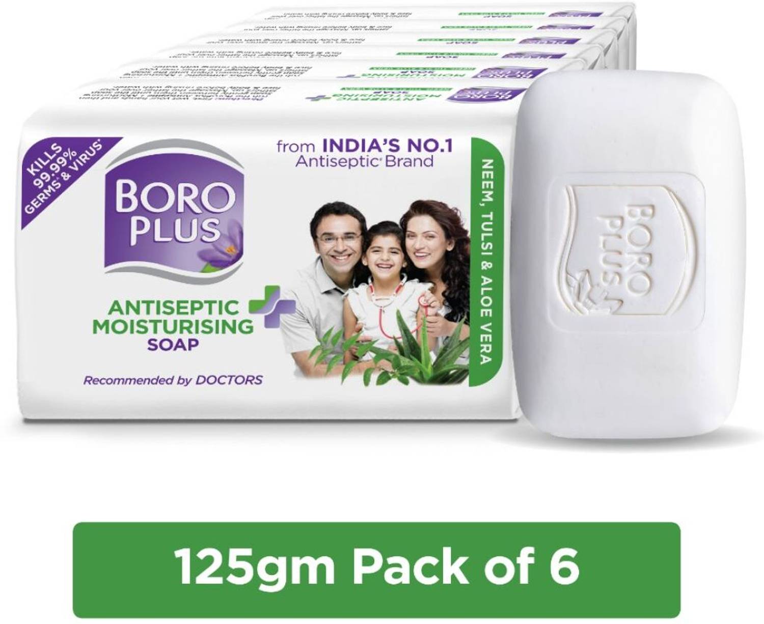 BOROPLUS Antiseptic + Moisturising Soap - Neem, Tulsi & Aloe Vera