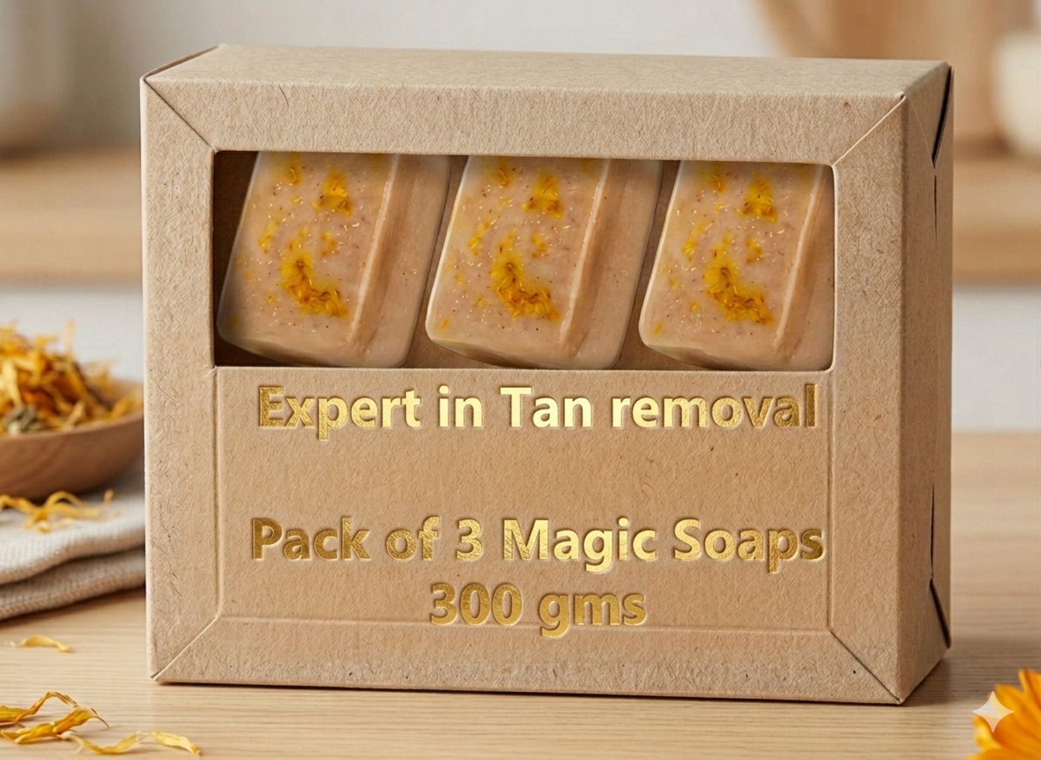 Image of Mokshkaya Magic Soap Tan Removal Sandalwood & Saffron Magic Soap For Bath