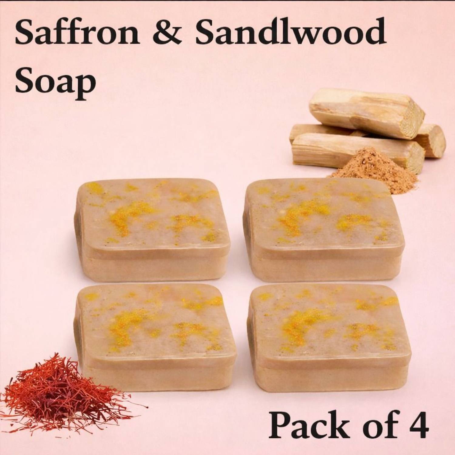 Aenique Saffron & Sandalwood Soap – Pack of 4