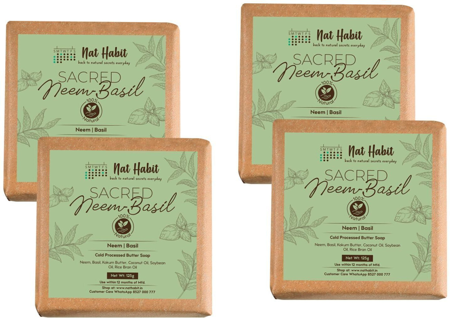 Image of Nat Habit Sacred Neem Soap - For Detoxifiaction & Acne Free Clear Skin