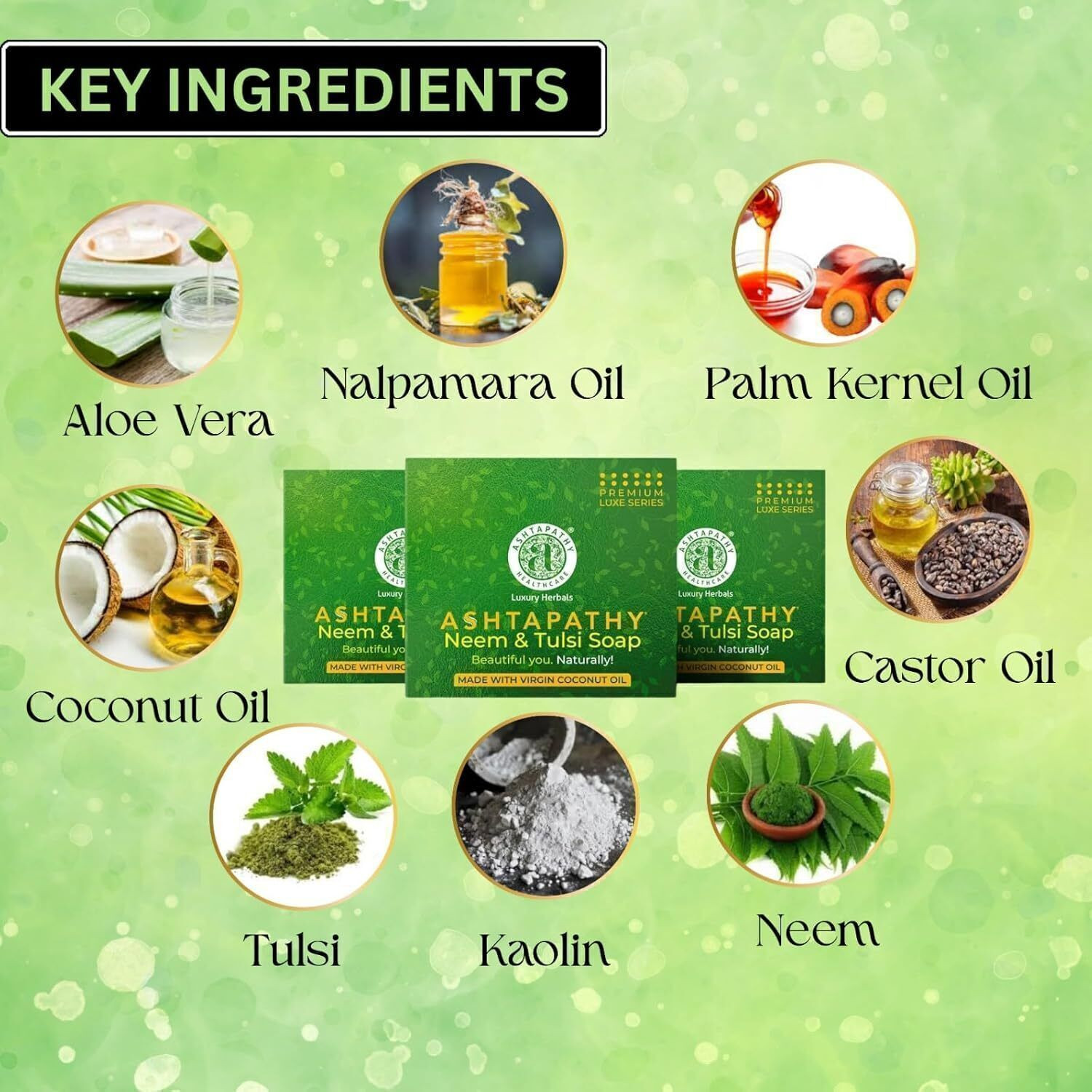 Image of Ashtapathy Neem & Tulasi Soap Pack of 3