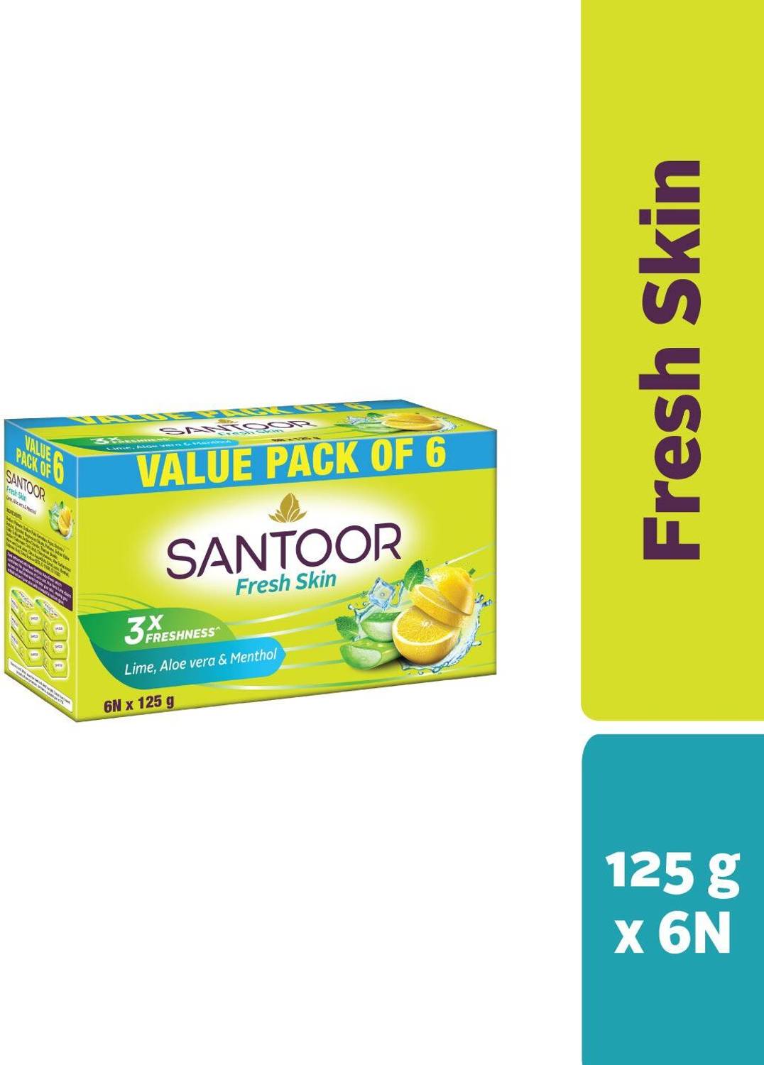 Santoor Aloe Vera & Lime Bathing Bar Soap - Image 1
