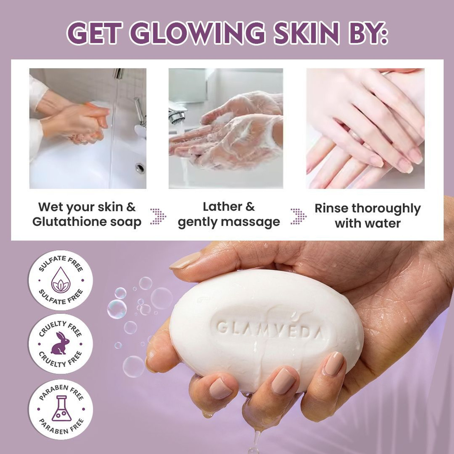 Image of GLAMVEDA 1% ww Glycolic & Salicylic Acid Reduces Body Acne | Face & Body Soap Pack of 5