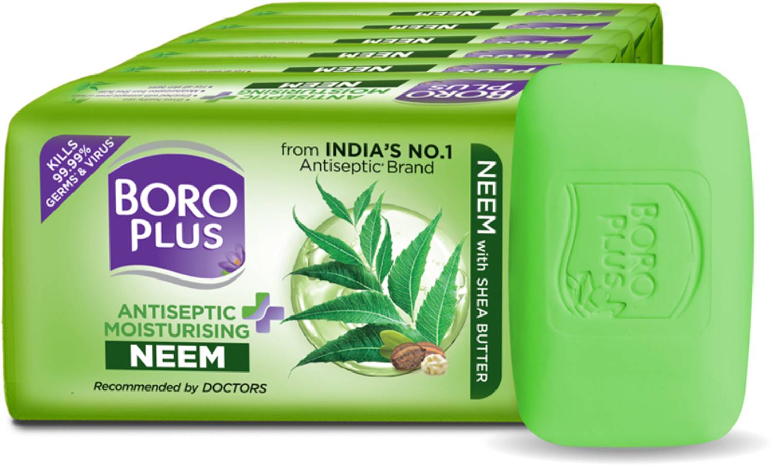 BOROPLUS Neem & Shea Butter Soap 125g - Image 1