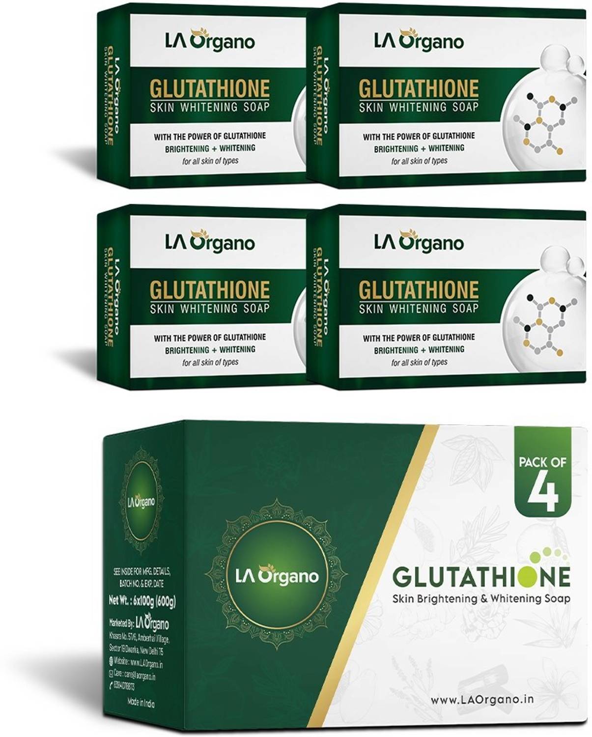LA Organo Glutathione Skin whitening Soap - Price in India, Buy LA Organo  Glutathione Skin whitening Soap Online In India, Reviews, Ratings &  Features