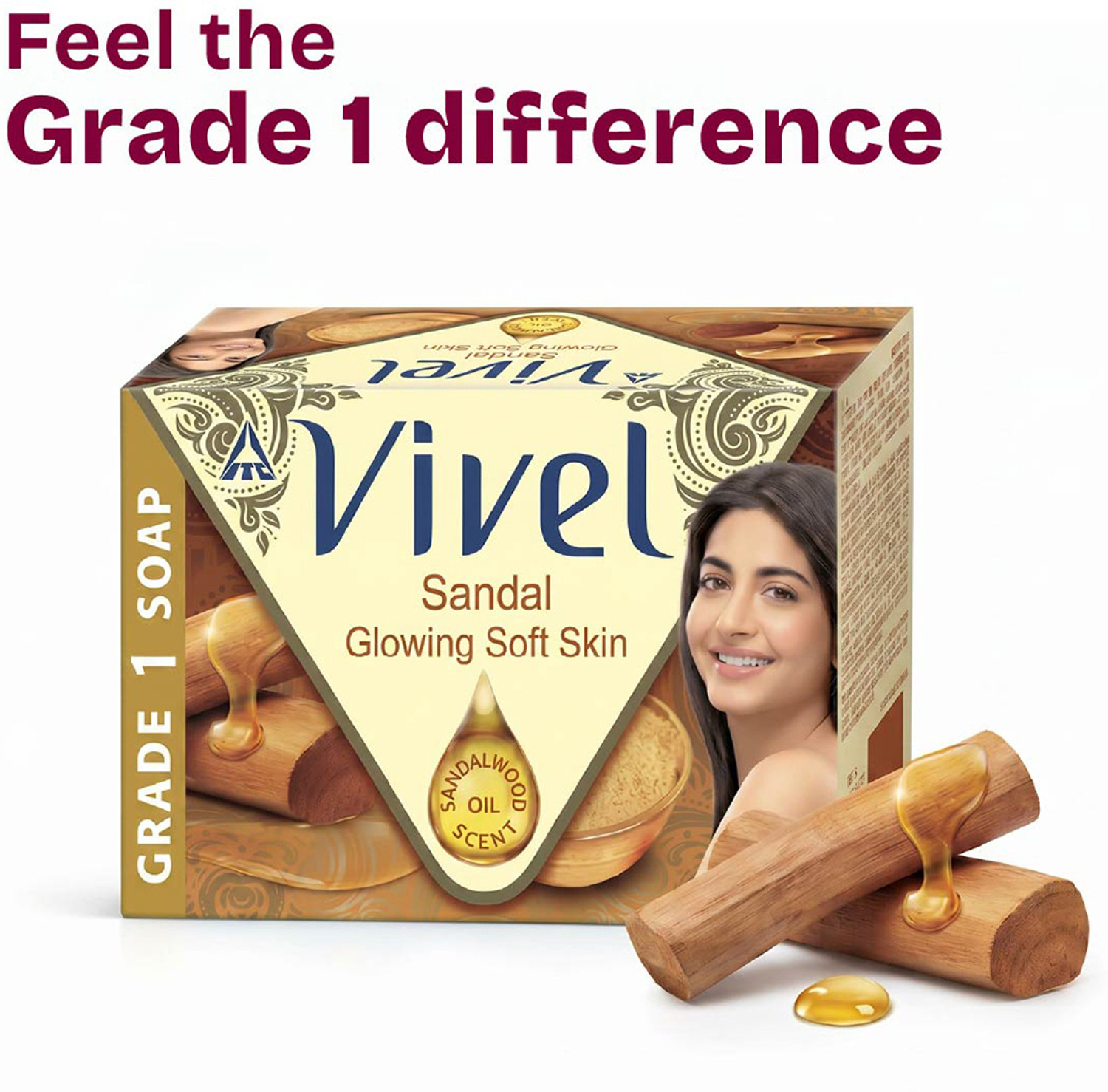 Image of Vivel Sandal 150gx4 Grade 1 Soap Unisex, Glowing Soft Skin, 97% Natural Origin Content