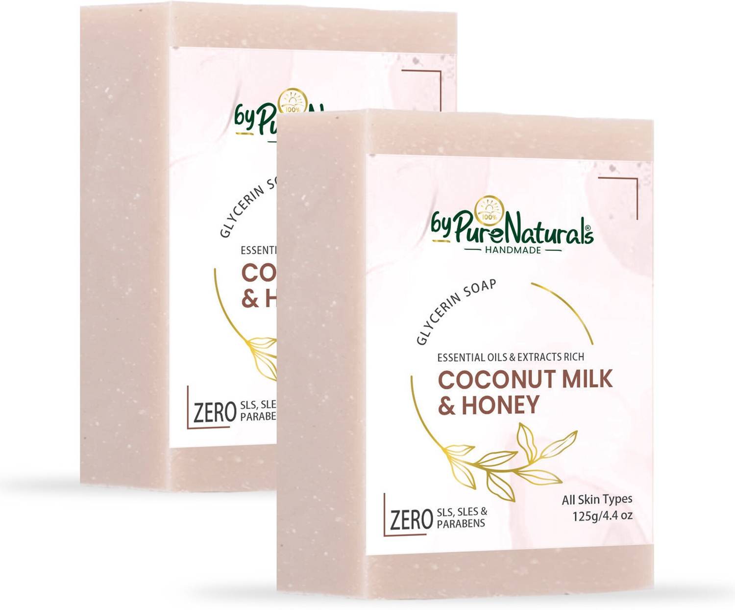 byPurenaturals Organic Made Coconut Milk & Honey Soap For Men Women 125gm Pack of 2