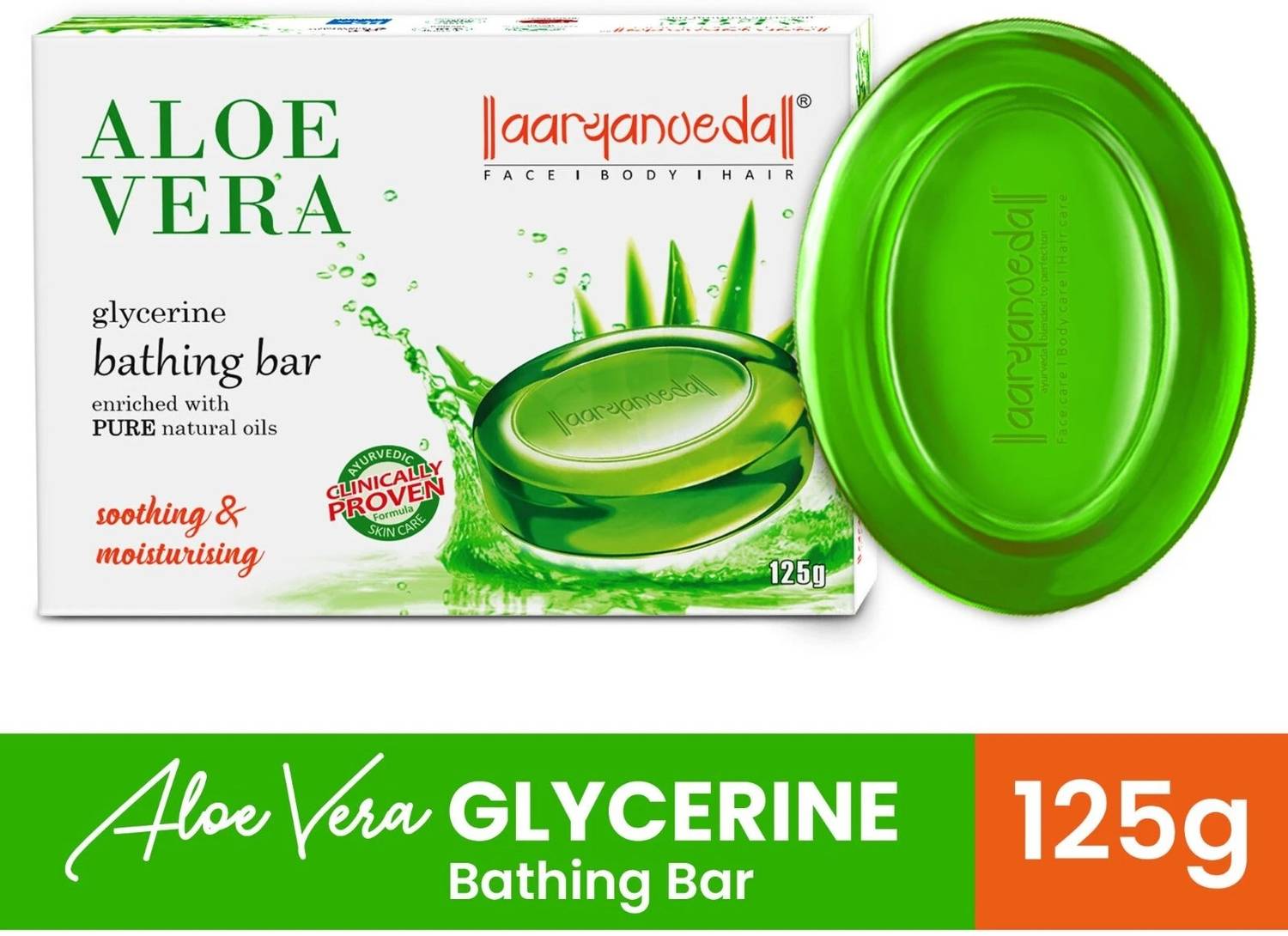 Aaryanveda Aloe Vera Bathing Bar For Soothing & Moisturizing Skin Natural Bathing Body Soap