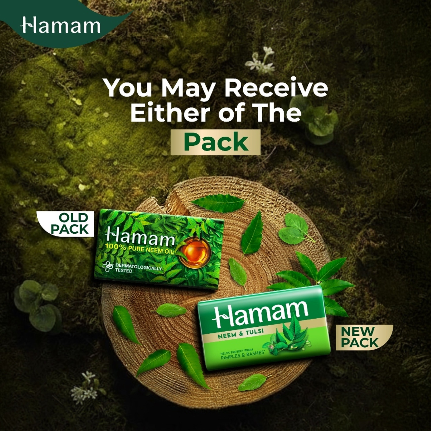 Image of HAMAM Neem Soap with Neem & Tulsi, Bathing Soap for Pimple & Rash-Free Skin Pack of 3