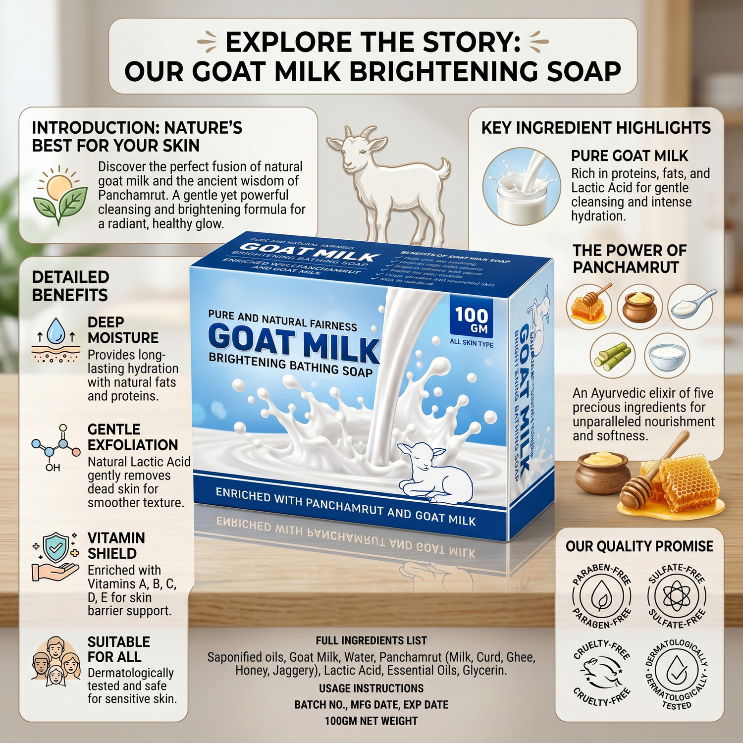 Image of MDJ Goat Milk Fairness And Bathing Bar Enriched With Panchamrut And Natural Extracts