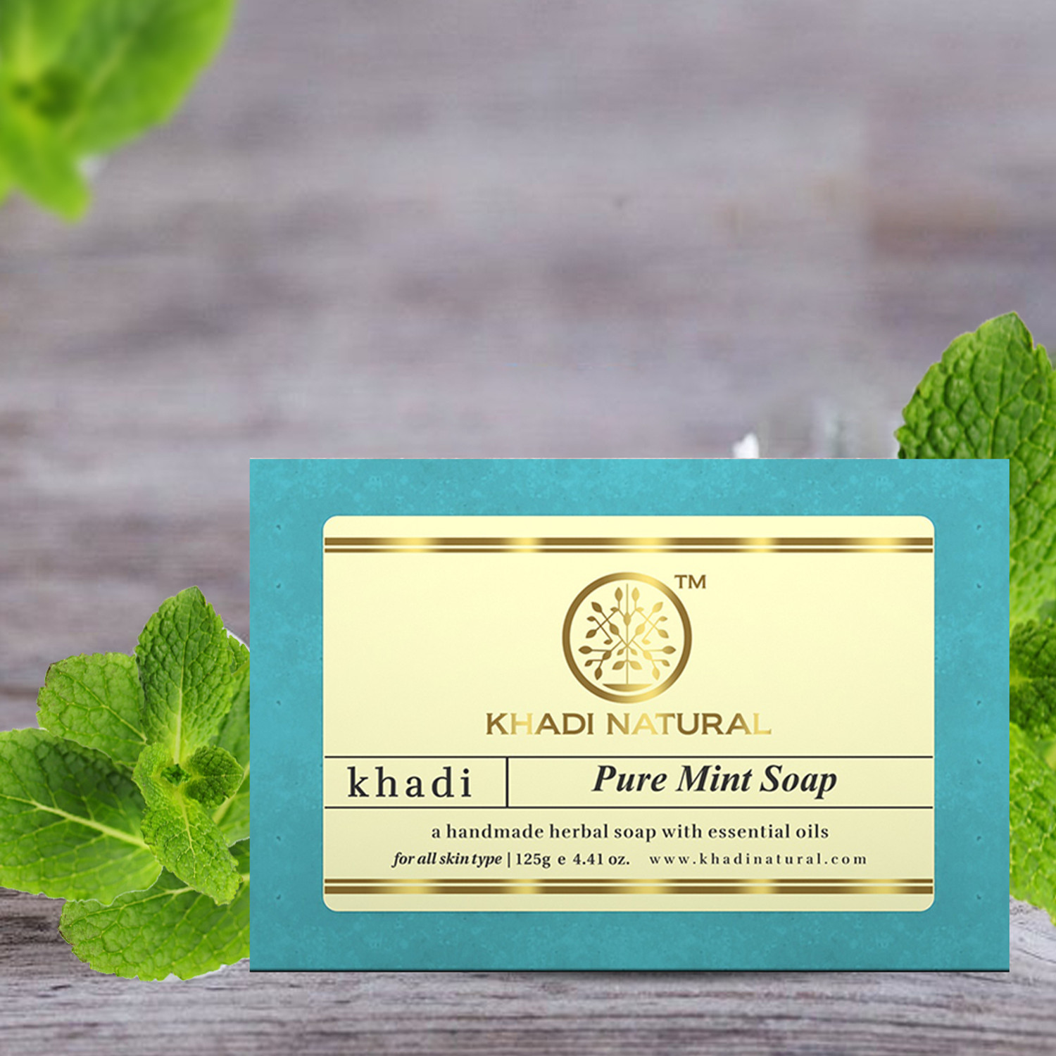 Image of KHADI NATURAL Herbal Pure Mint Soap (Pack of 4)