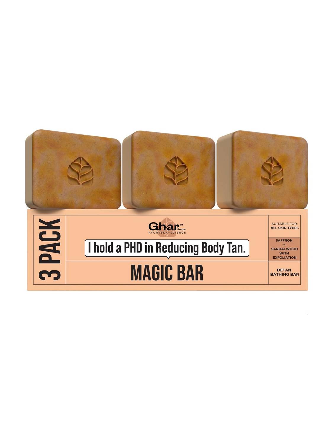 Ghar Wood And Saffron Soap Pack of 3 - Image 1