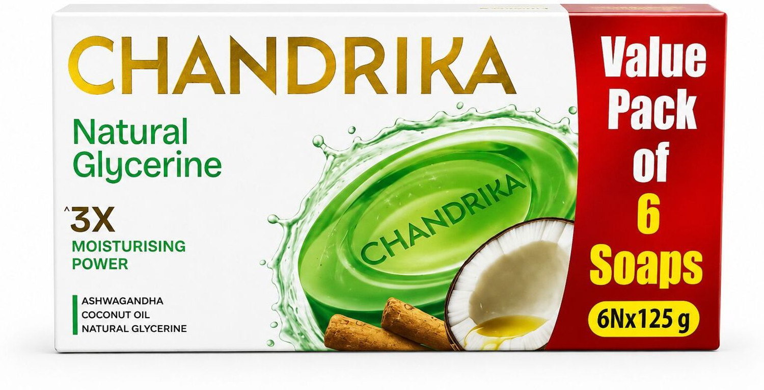 Image of Chandrika Natural Glycerine Ayurveda Gel Bathing Bar Soap, Ashwagandha & Coconut Oil