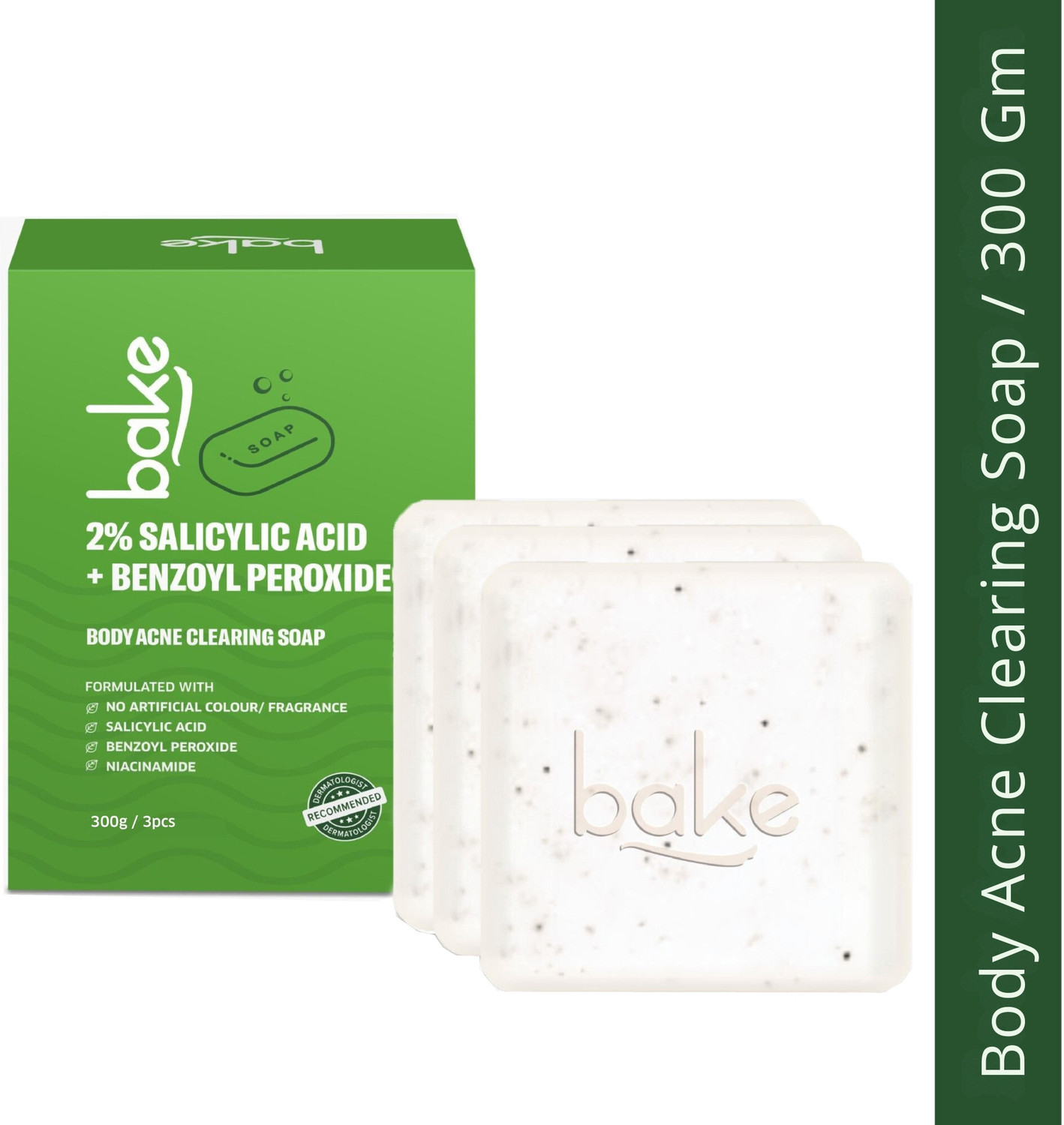 Image of BAKE 2% Salicylic Acid Soap for Body & Back Acne, Reduces Strawberry Legs