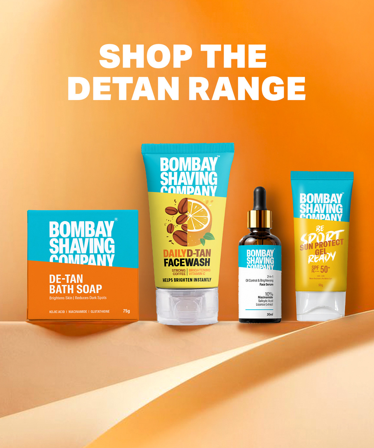 Image of BOMBAY SHAVING COMPANY De-Tan Bath Soap with Kojic Acid, Niacinamide & Glutathione | 100g x3 Pack