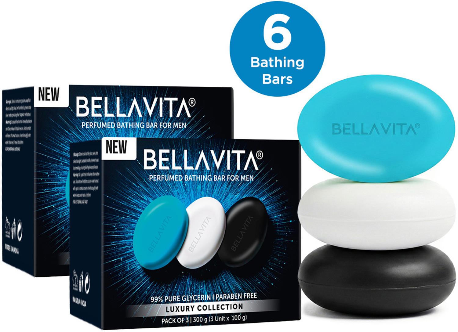 Image of BELLAVITA Perfumed Bathing Soap for Men| Pack of 2 | Pure Glycerin| Paraben Free Soap|