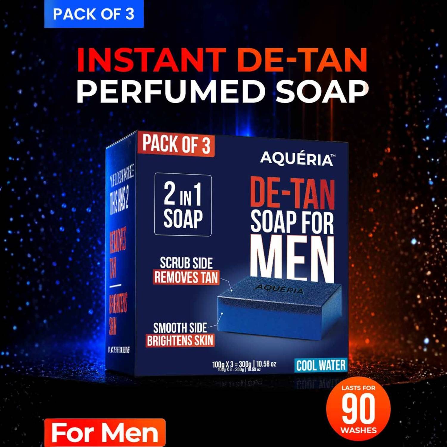 Aqueria De-Tan & Brightening 2-in-1 Bath Soap for Men | Cool Wate...mo