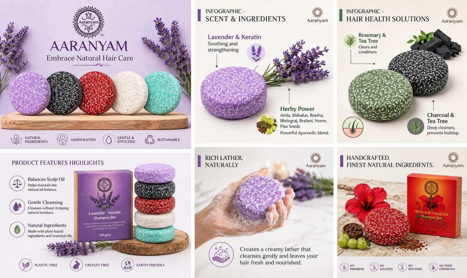Image of Aaranyam Anti Dandruff Shampoo bar Rosemarry & Tea tree essential oils - 100g