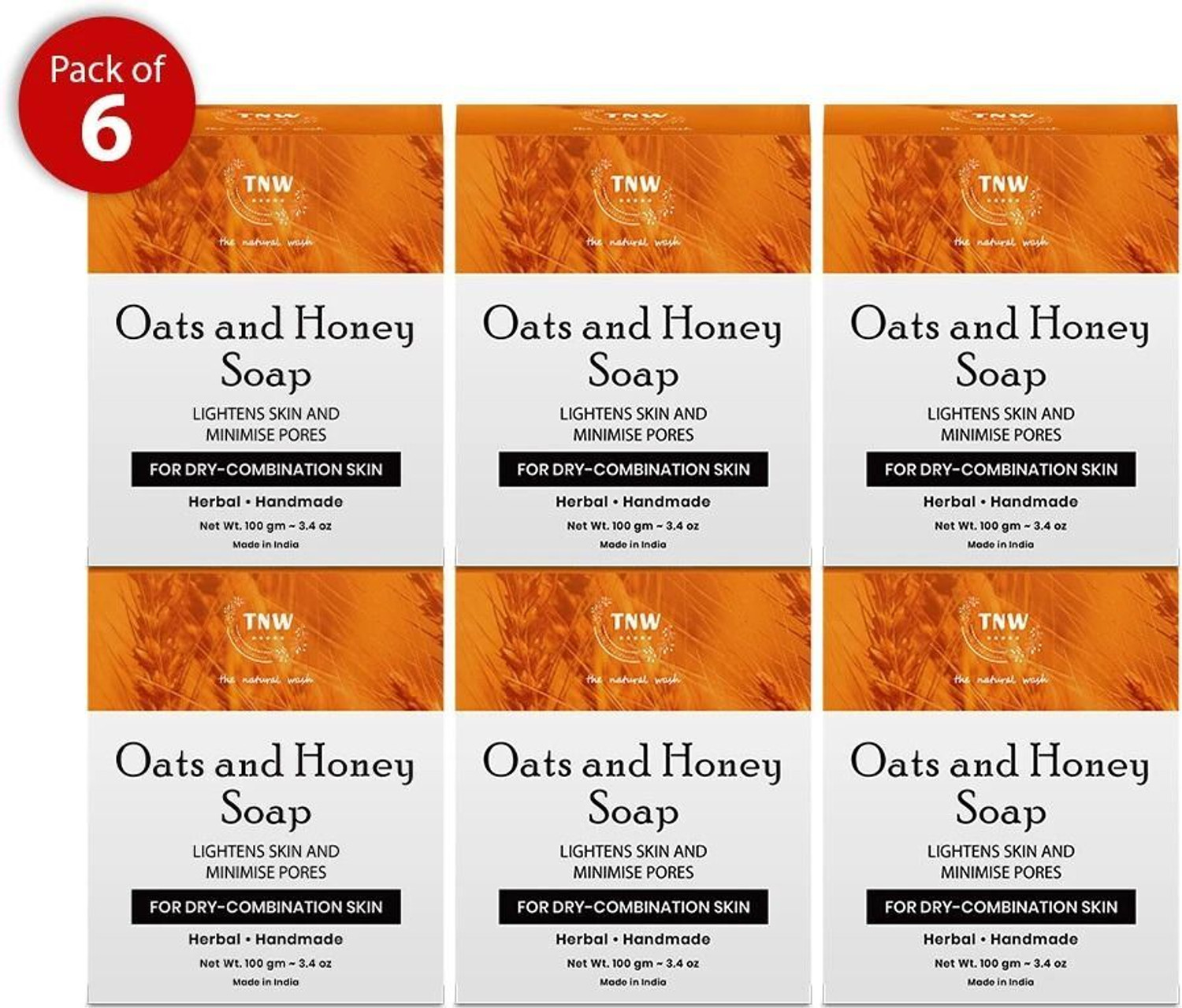 Image of TNW - The Natural Wash Set of 6 Oats & Honey Moisturizing Soap | Paraben-Free |