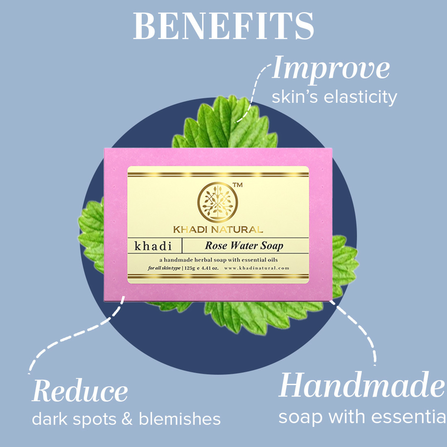 Image of KHADI NATURAL Lavender Rose Water Vanilla & Chandan Soap Pack of 4
