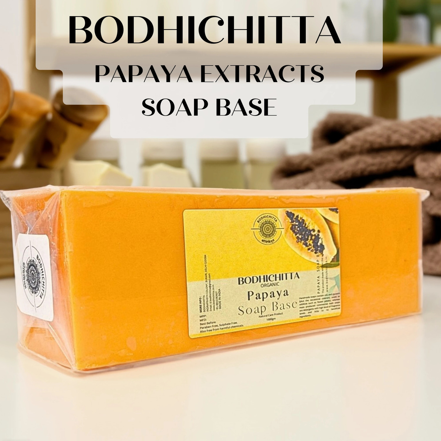 Image of Bodhichitta Papaya Soap Base Melt & Pour 100% Pure & Natural Pack of 1kg