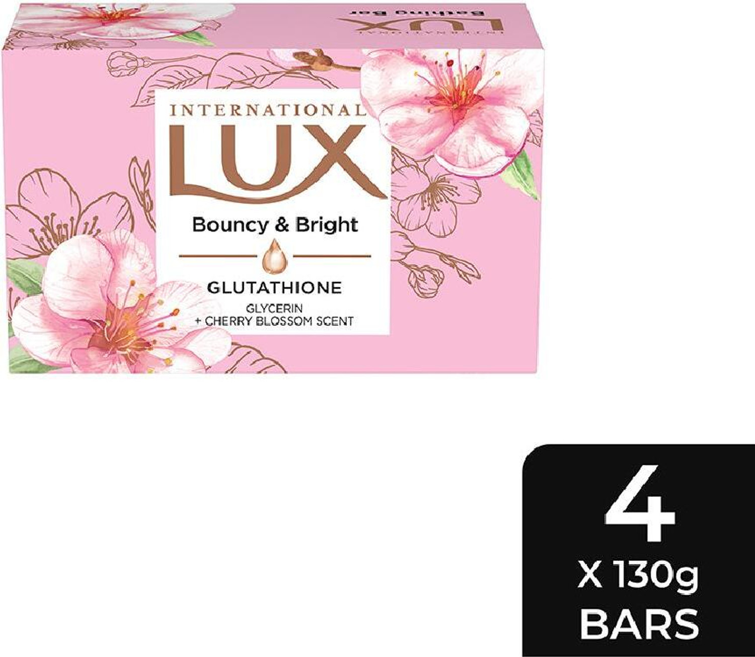 Image of LUX International Bouncy & Bright Bathing Soap with Glutathione & Glycerin,Pack of 4