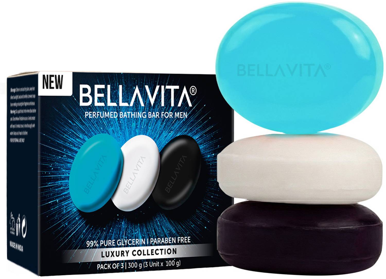 BELLAVITA Perfumed Bathing Soap Bar Pack of 3 · 100 g (300 g total) - Image 1
