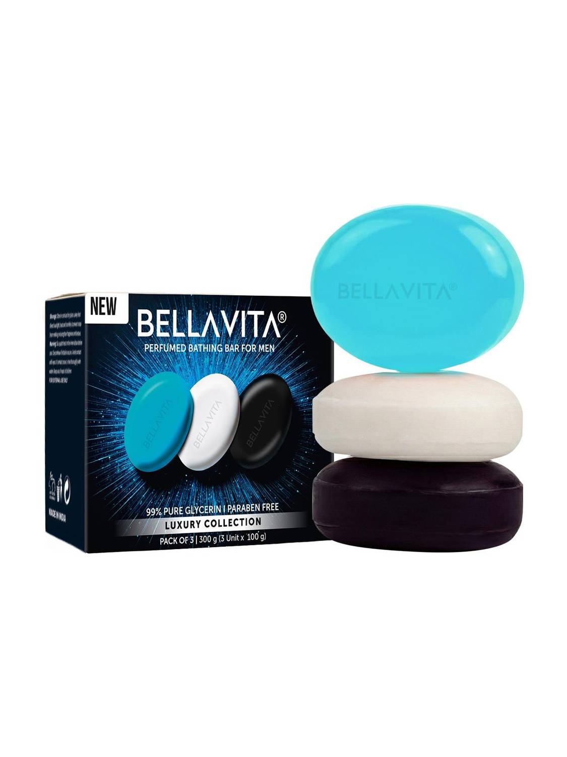 BELLAVITA Perfumed Bathing Soap Bar Pack of 3 · 100 g (300 g total) - Image 1