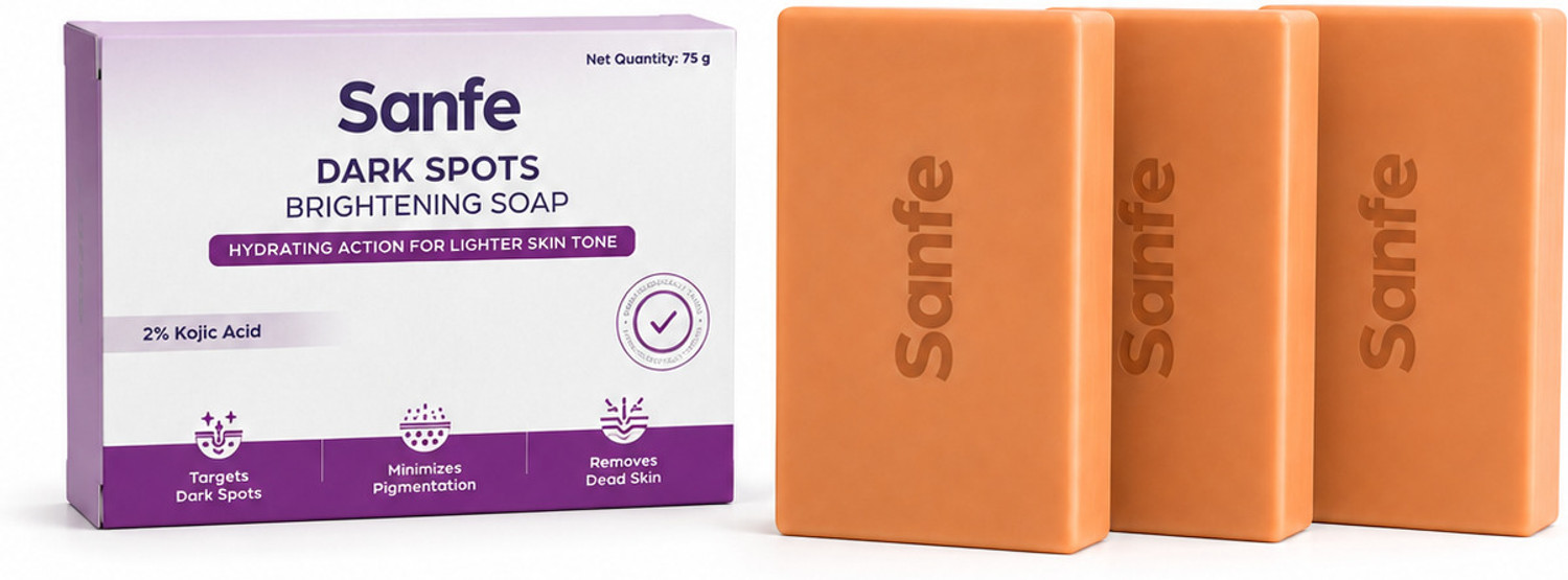 Sanfe Dark Spots Brightening Soap| Prevents Blemishes| 75gm - Pack of 3