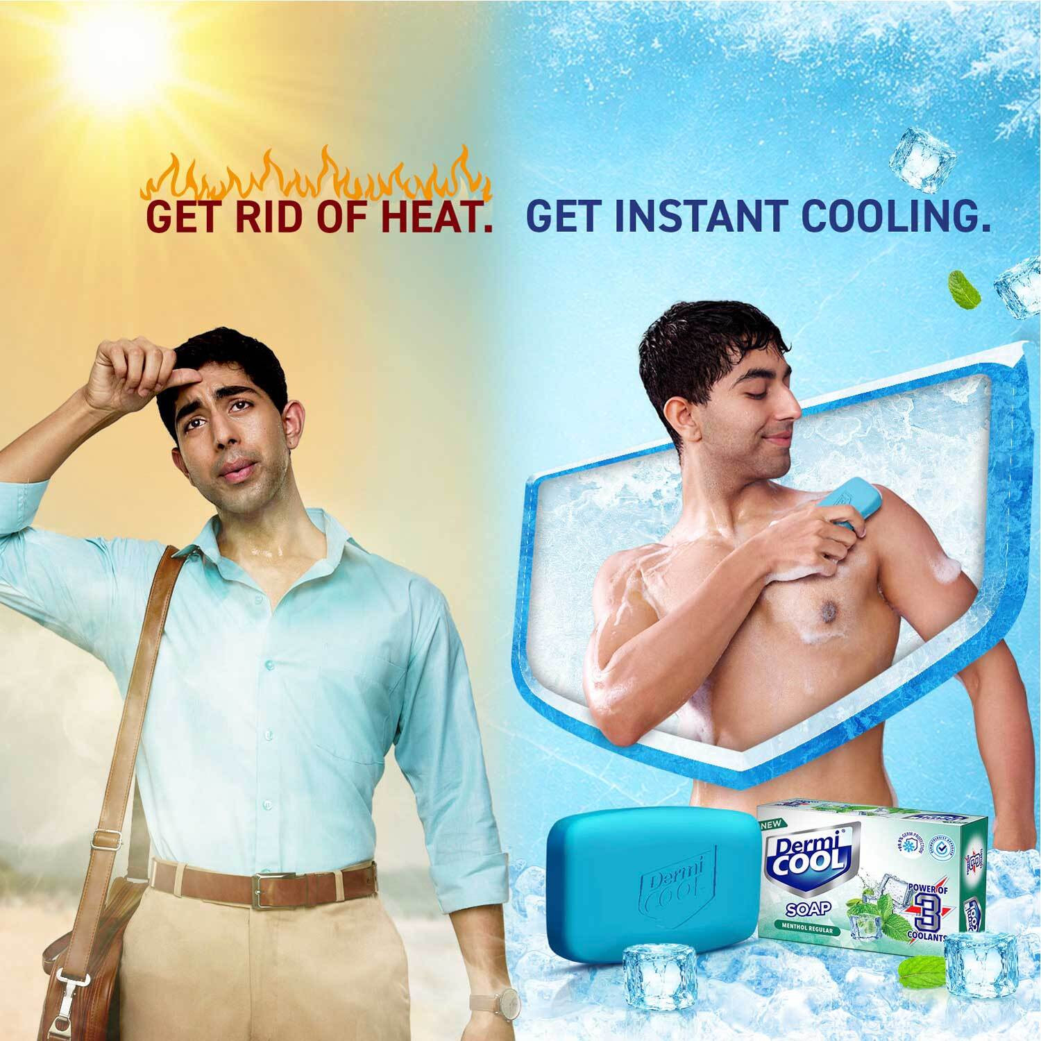 Image of Dermicool Soap With The Power Of 3 Coolants | 125 GM Each | Pack of 4