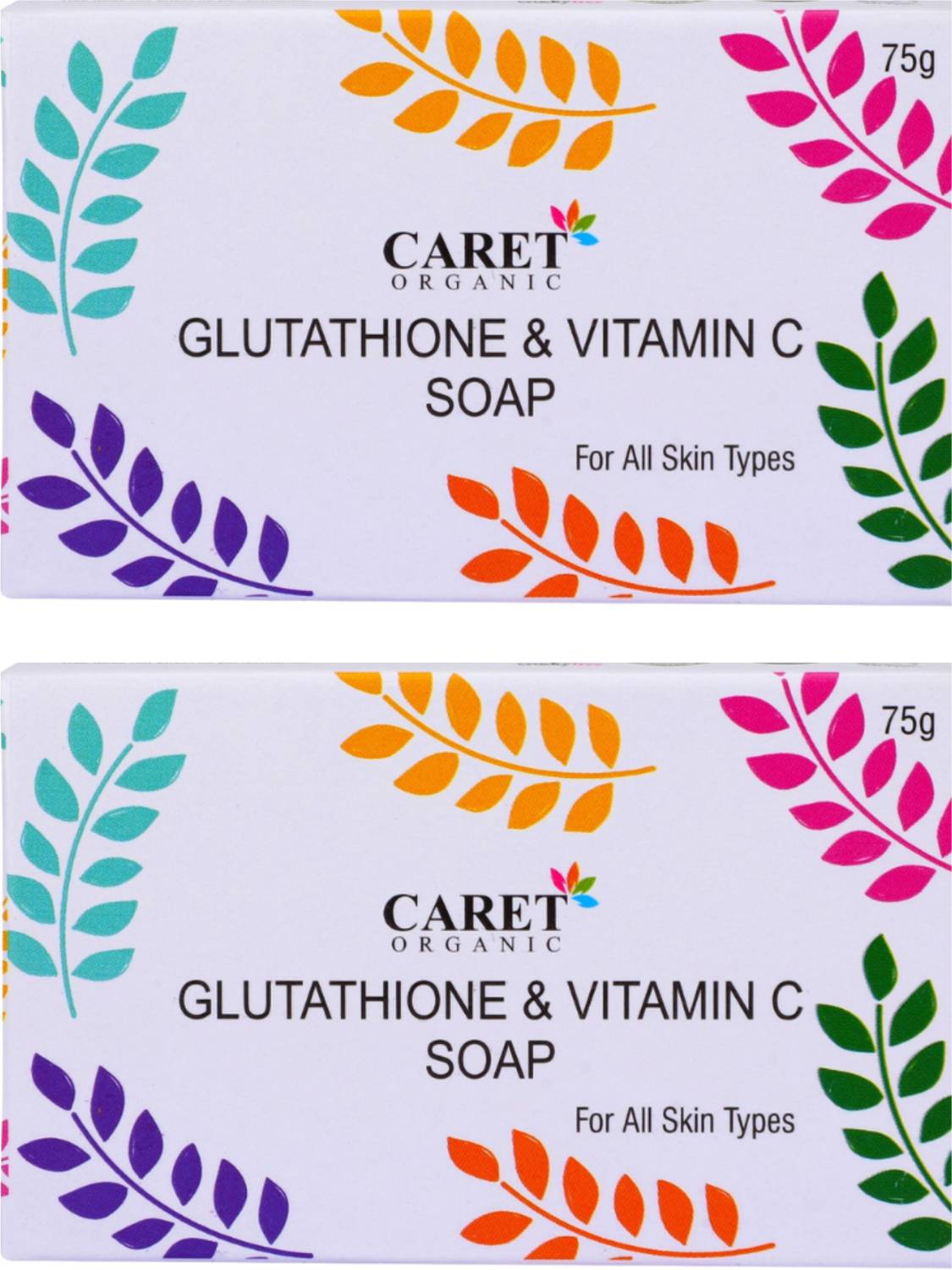 Caret Organic Glutathione & Vitamin C Skin Brightening, Whitening Antioxidant Soap - Dermatologically Tested - Paraben & Cruelty Free - For All Skin Types - 75g ( Pack of 2) )