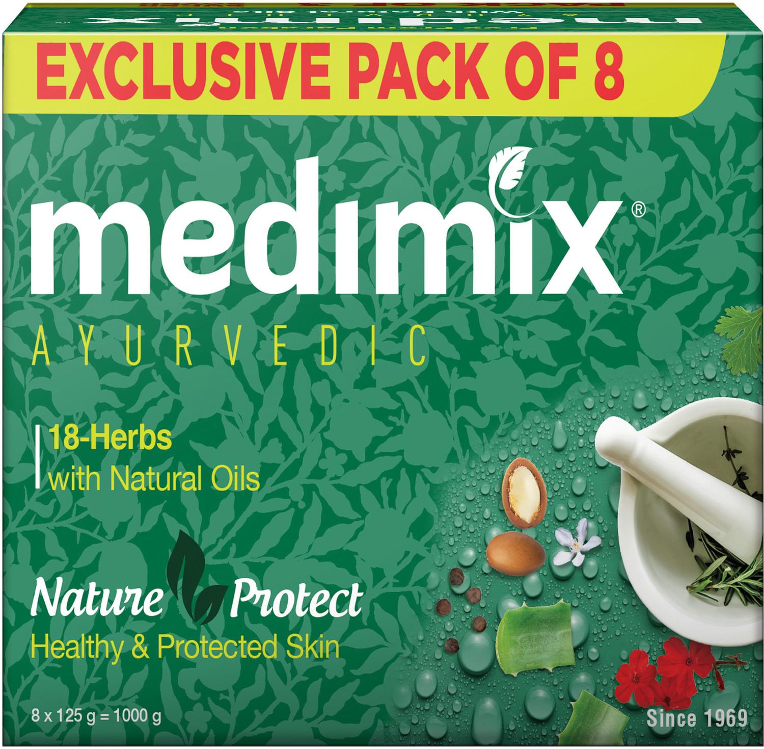 Image of Medimix Ayuvedic Classic 18 Herbs Soap, 125 g (Pack of 8)