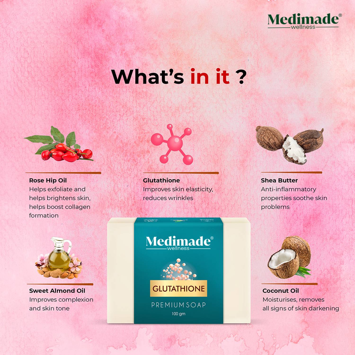 myderm glutathione soap Medimade Glutathione Premium Soap Soft, Smooth, Moisturised Skin,Natural  Handmade Soap
