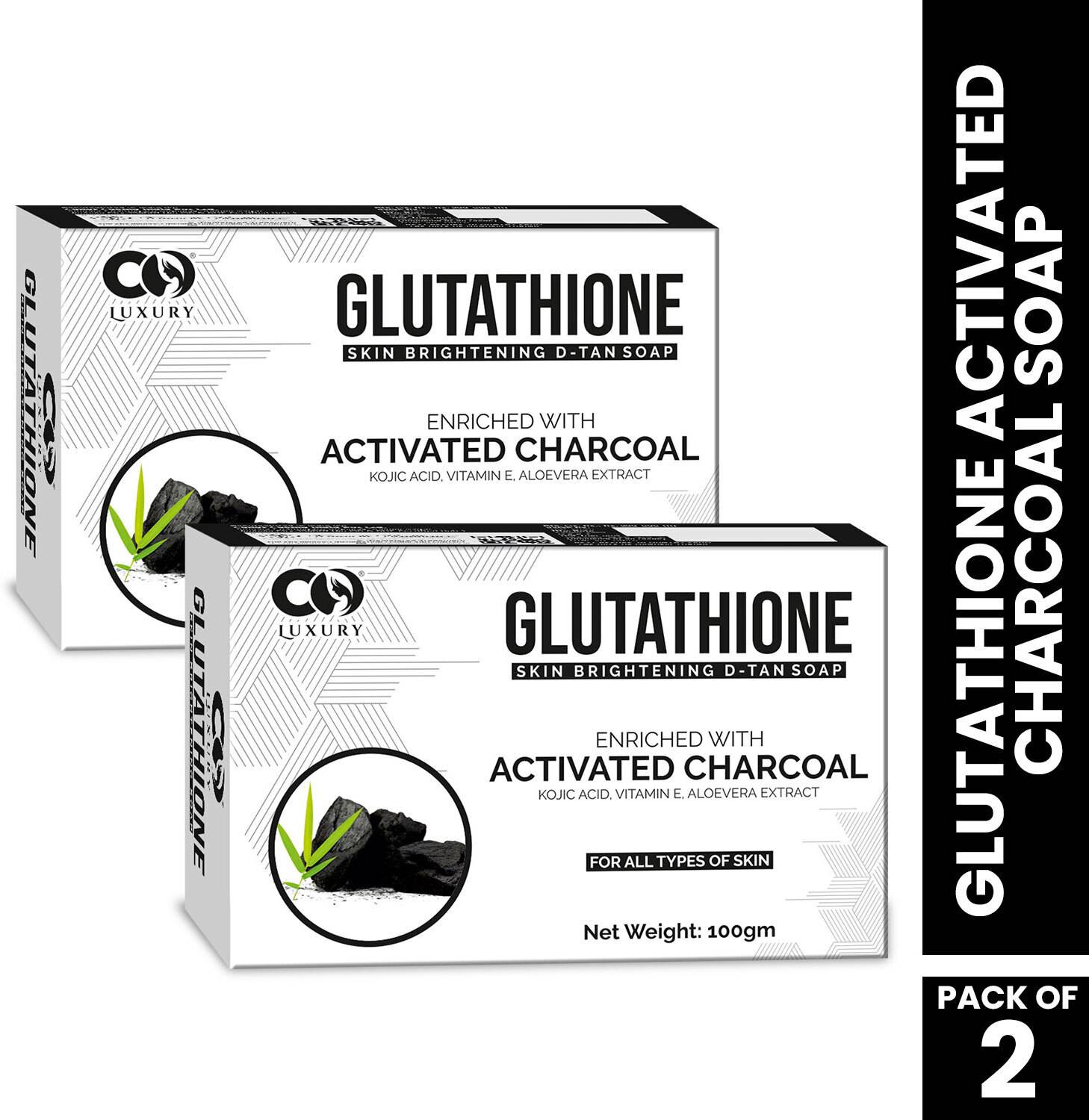 activated charcoal and glutathione CO Luxury Glutathione Activated Charcoal Skin Brightening D-TAN Soap |  Kojic Acid - Price in India, Buy CO Luxury Glutathione Activated Charcoal  Skin Brightening D-TAN Soap