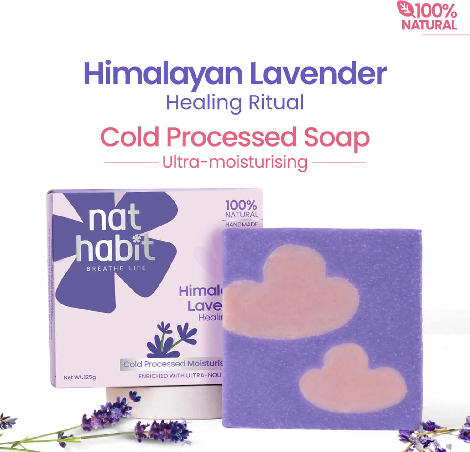 Image of Nat Habit Himalayan Lavender Soap for Glowing Skin Cold Pressed Moisturising Soap