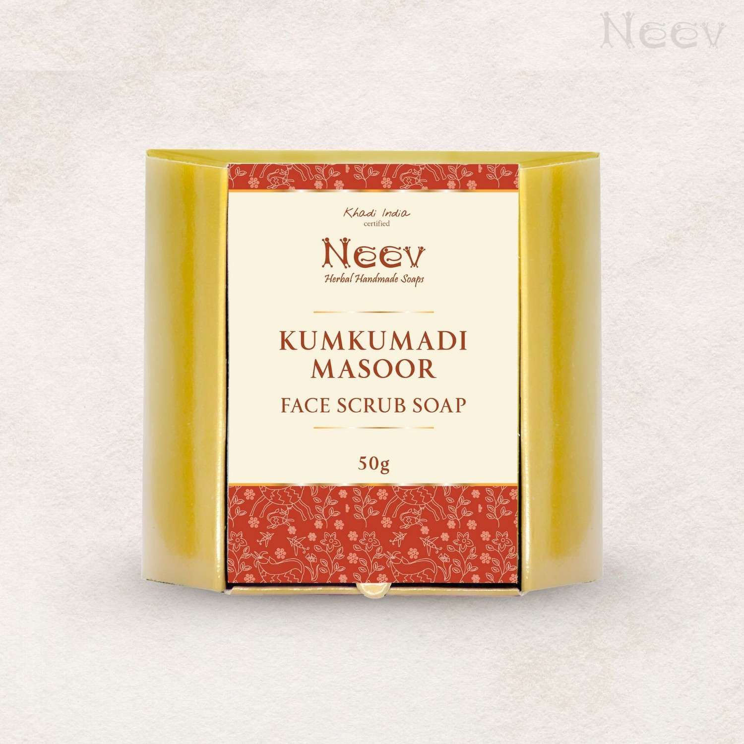 Image of Neev Kumkumadi Masoor Face Scrub Soap ' Removes Tan & Dead Skin 50g
