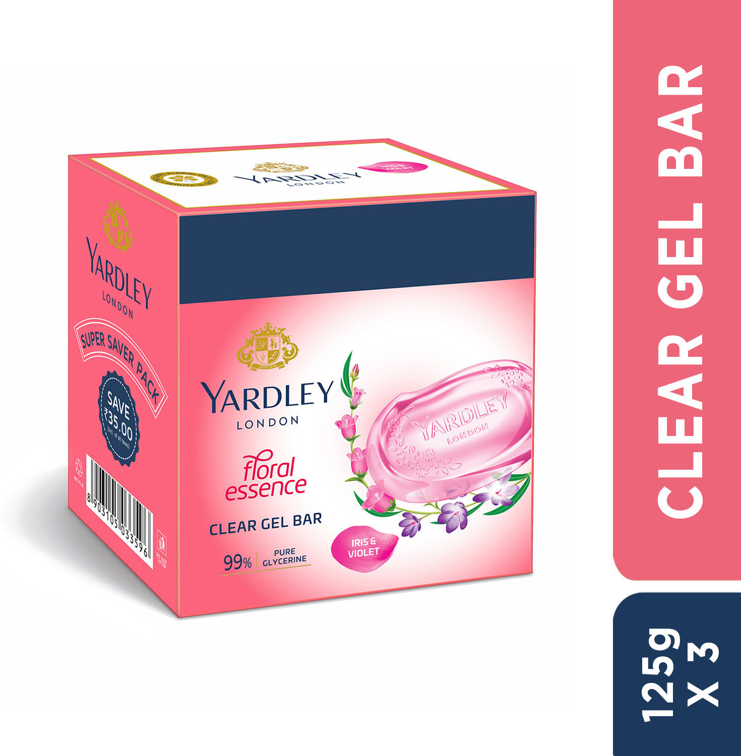 Image of Yardley London Clear Gel Bar and Violet with 99% Pure Glycerin and Natural Floral Oils