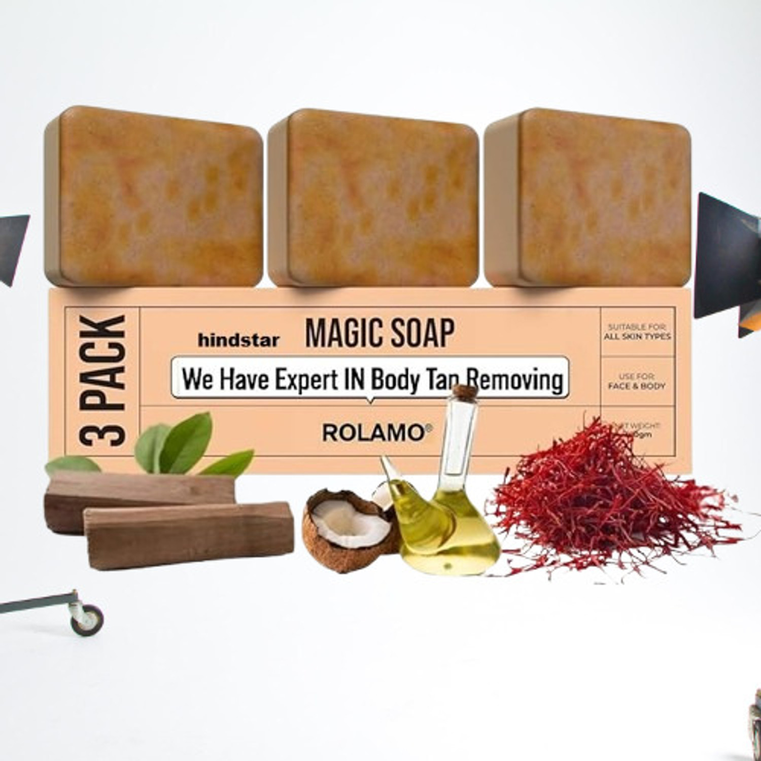 Image of Denarmy Soaps Sandalwood & Saffron Magic Soaps For Bath | Paraben Free|(pack 3)bast