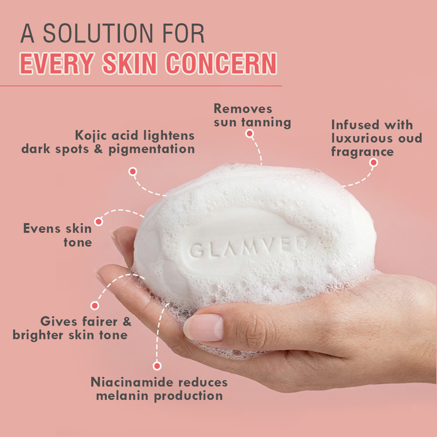 Image of GLAMVEDA 2% Kojic Acid Skin Lightening Soap with Niacinamide | For Dark Spots