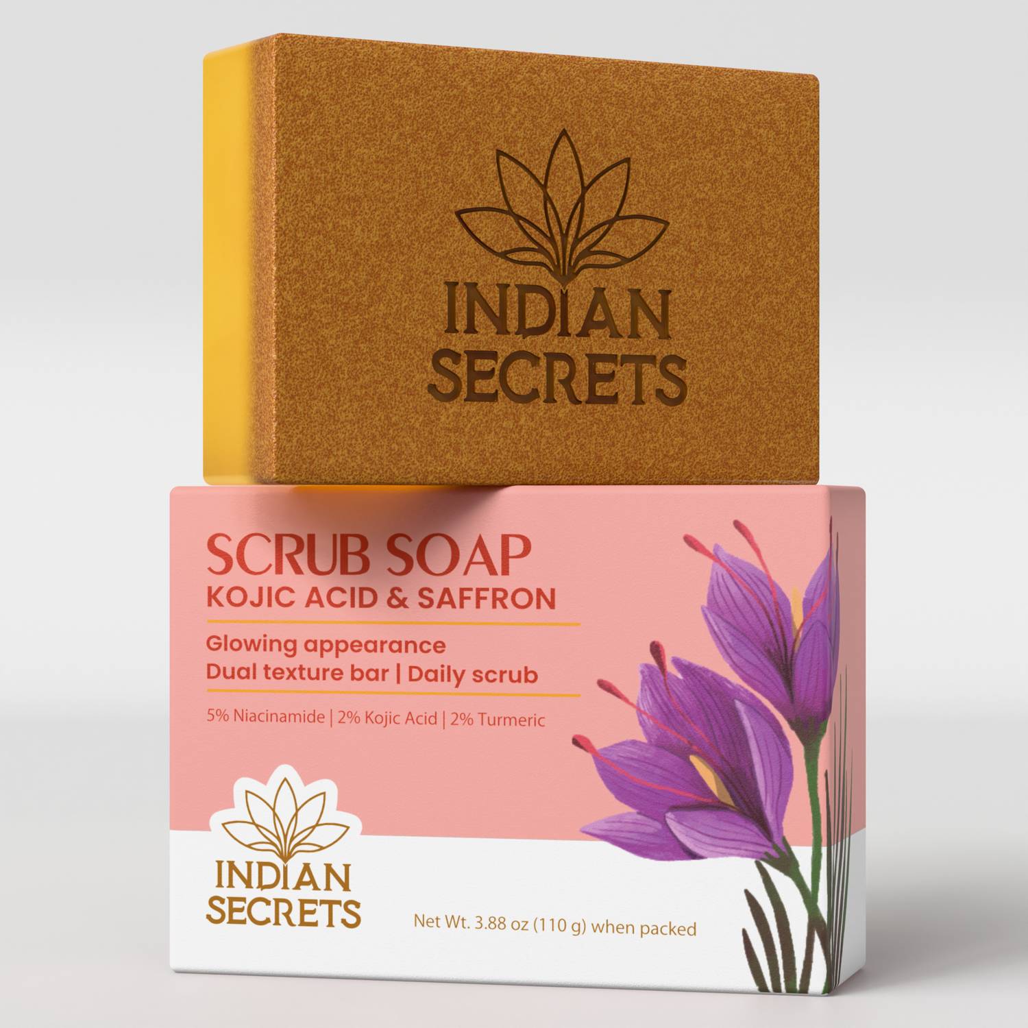Indian Secrets Kojic Acid & Saffron Scrub Soap (110 g)