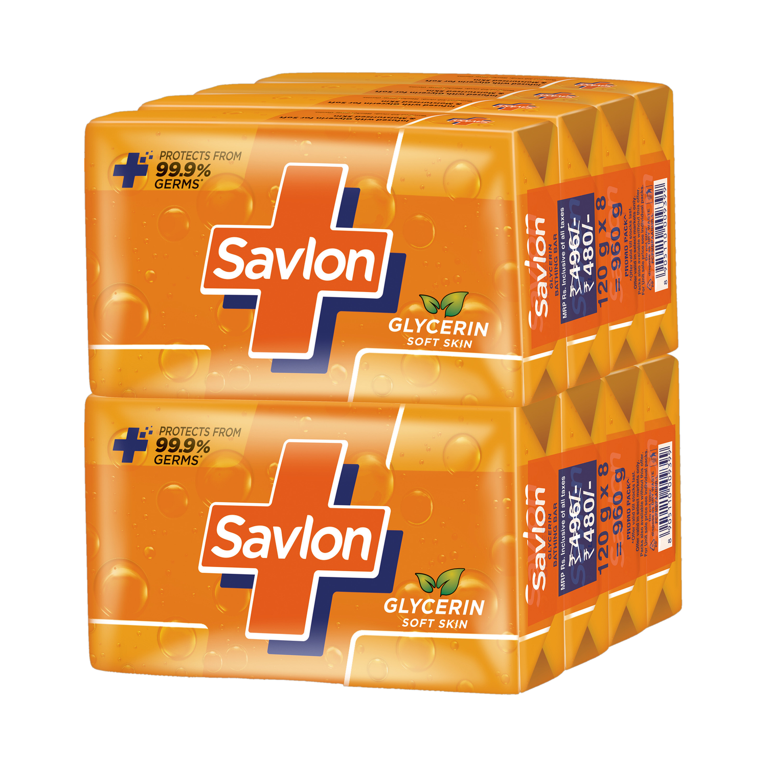 Savlon Glycerin Soap Bar with Protection, Natural Origin Glycerin, 120g Combo Pack
