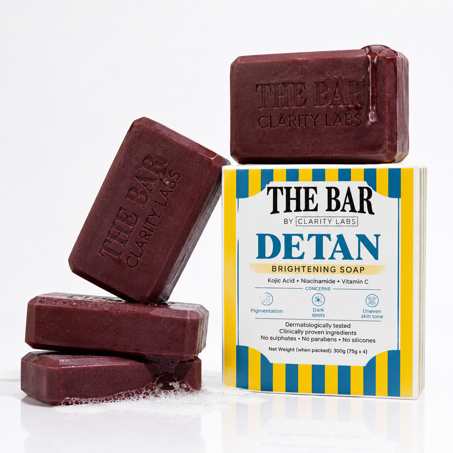 Image of ClarityLabs Detan Brightening Soap | With Kojic Acid, Niacinamide, Vitamin C