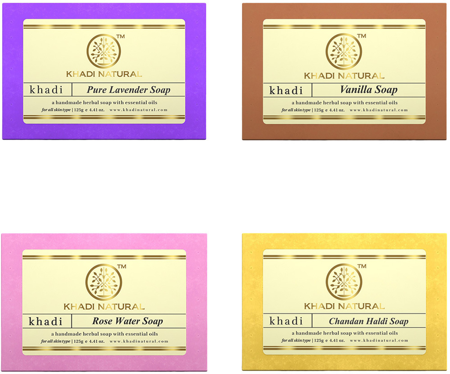 Image of KHADI NATURAL Lavender Rose Water Vanilla & Chandan Soap Pack of 4