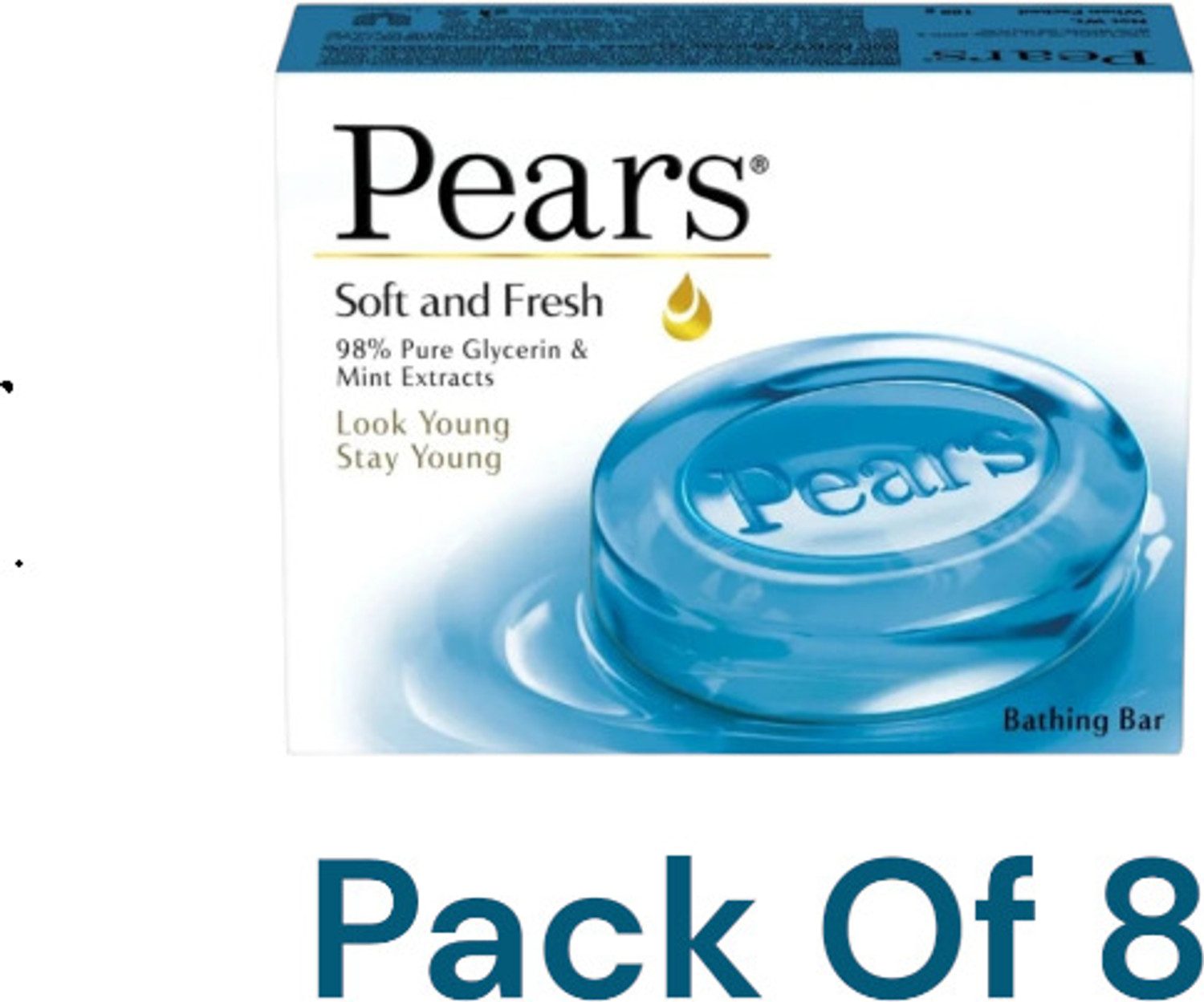 Image of Pears soft and fresh 98% glycerine new YELLOW125g) soap pack of 8