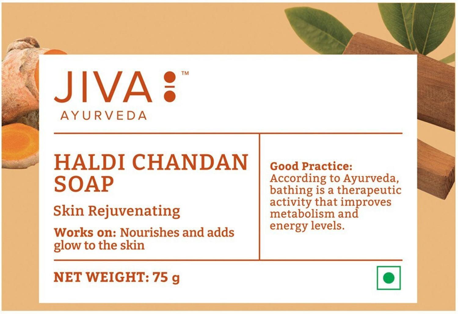 Image of JIVA AYURVEDA Haldi Chandan Soap 75 g - Pack of 5