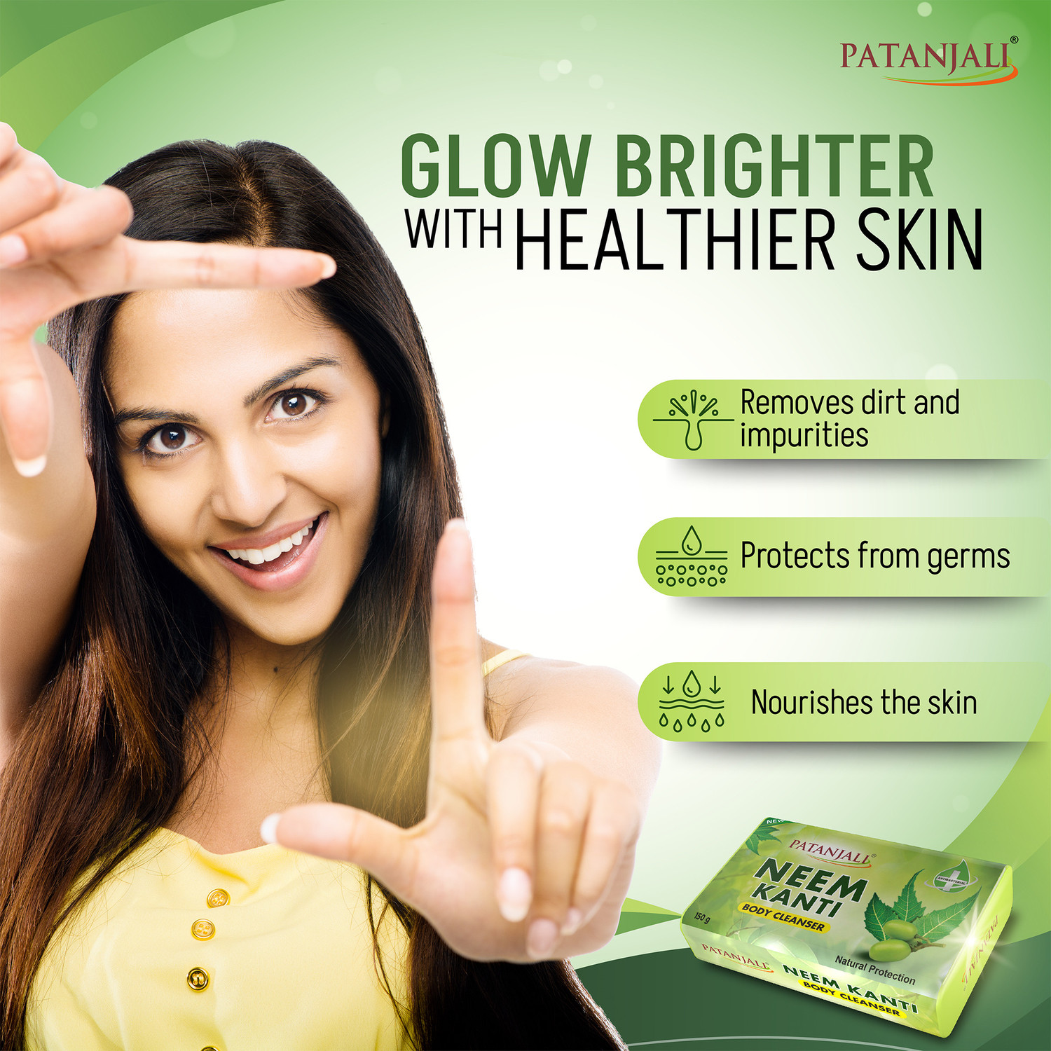 Image of PATANJALI Neem Kanti Body Cleanser for Soft Skin, Removes Dryness