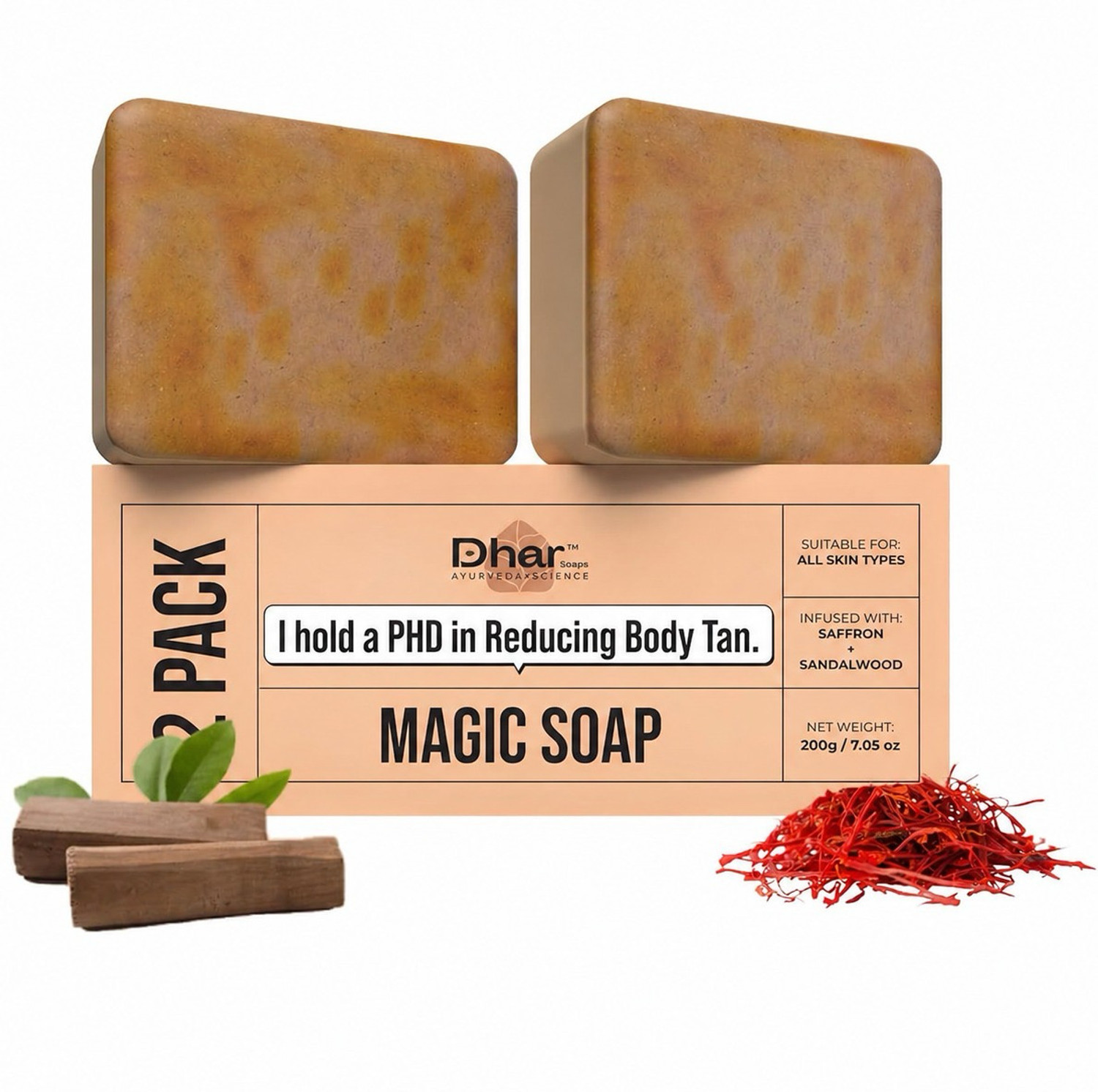 Image of dhaval enterprise Ghar soap Magic De-Tan Glow Soap (Saffron & Sandalwood)