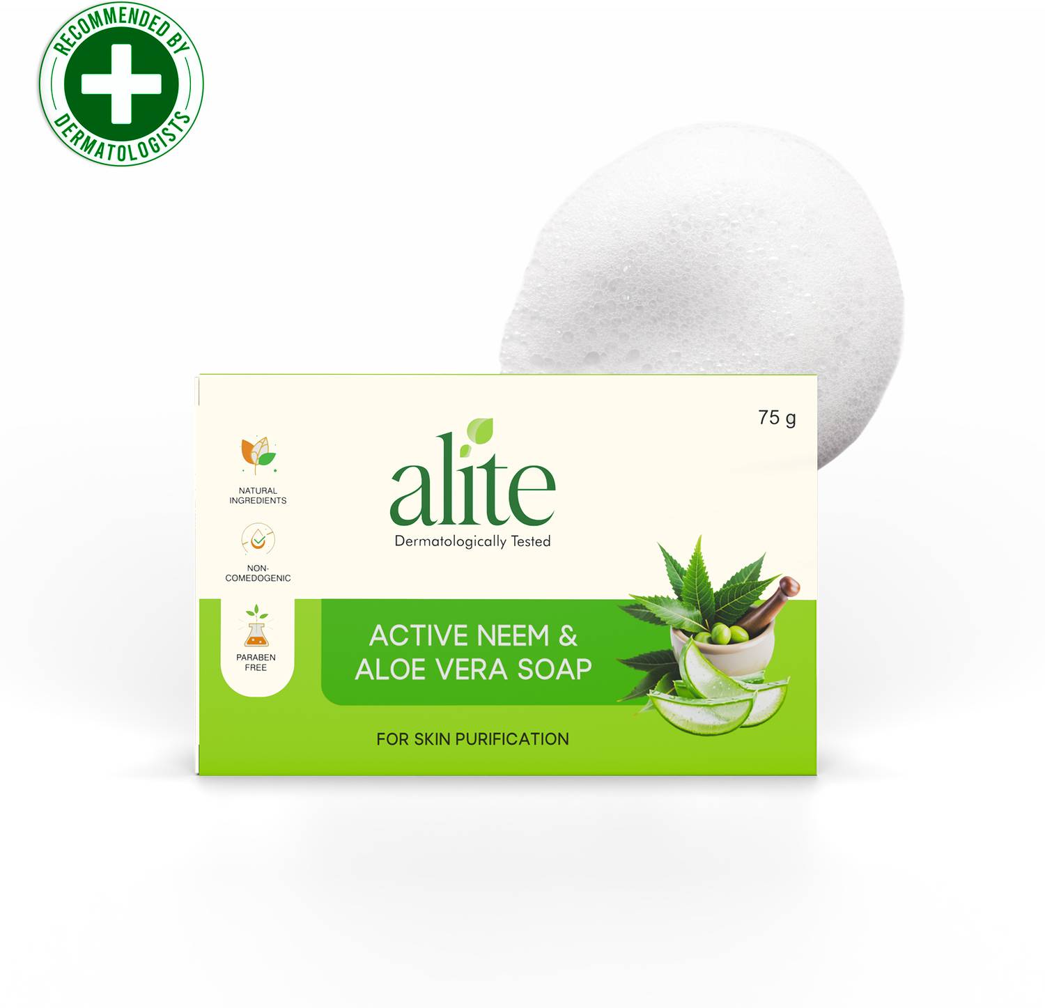 alite Neem & Aloe Vera Soap for Gentle Cleansing, Acne-Free & Nourished Skin